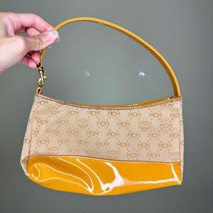 MCM Monogram & Yellow Patent Mini Shoulder Bag